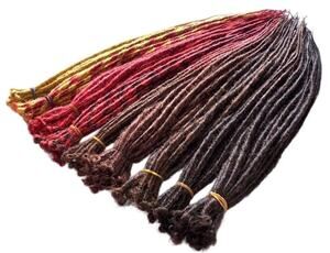 110 SE Single Ended Synthetic Dreads Dreadlocks Hair Extensions Brown Red Gold